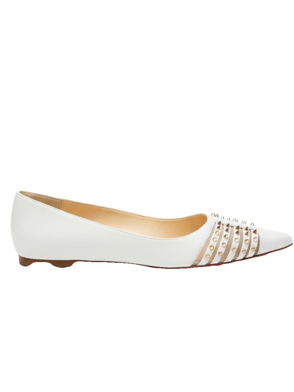 🛍️Christian Louboutin Authentic Cream Leather Studded Ballet Flats w Packaging